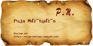 Puja Mátyás névjegykártya