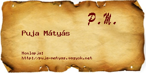 Puja Mátyás névjegykártya